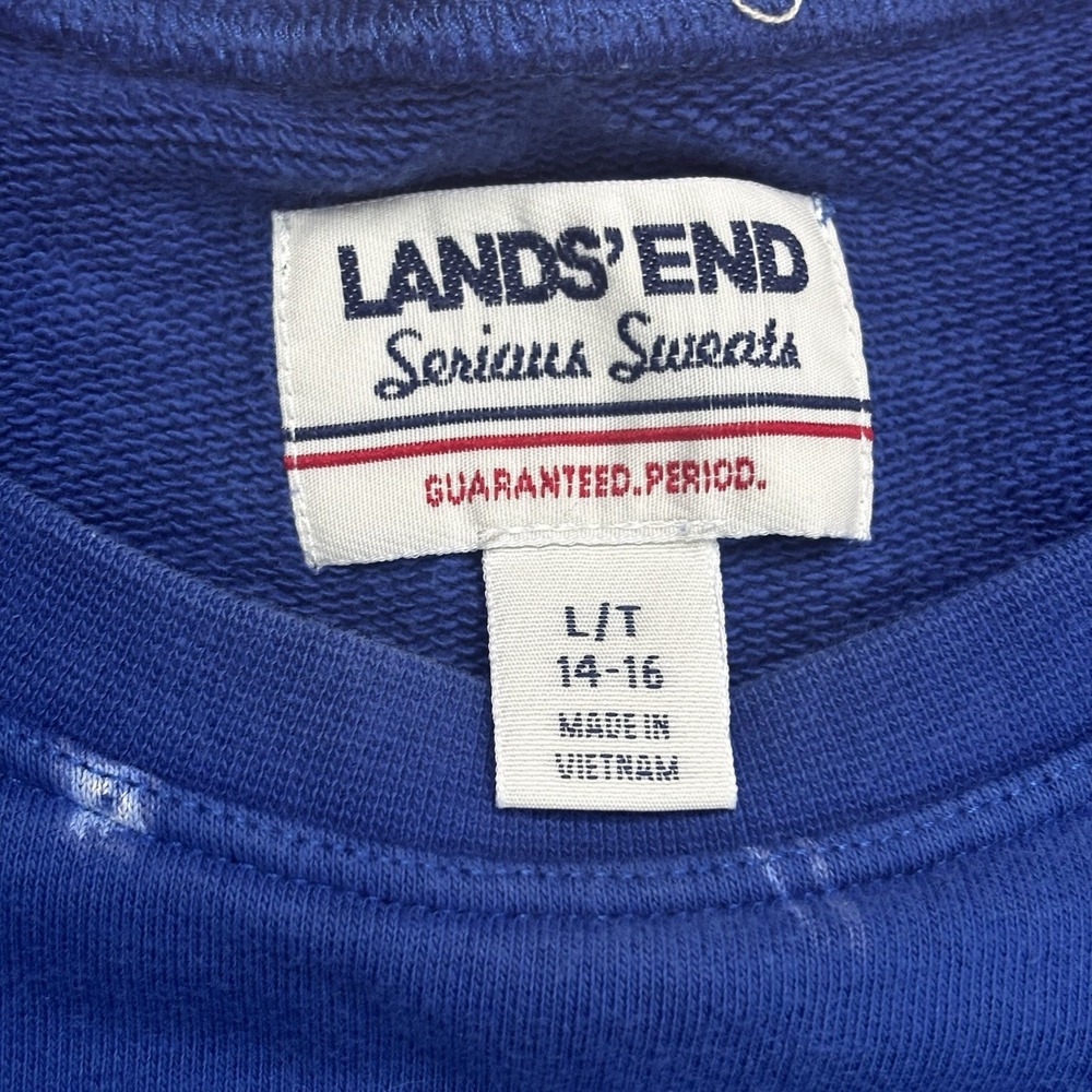 Lands End Serious Sweats Womens Crewneck Dandelion Blue Sweatshirt Sz L 14-16 - Picture 3 of 9